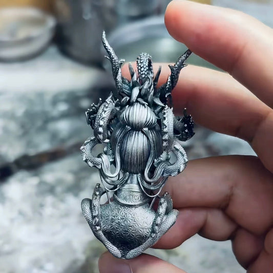 Exquisite 925 Silver Necklace Dragon Maiden Pendant Chinese Style Unisex Chain