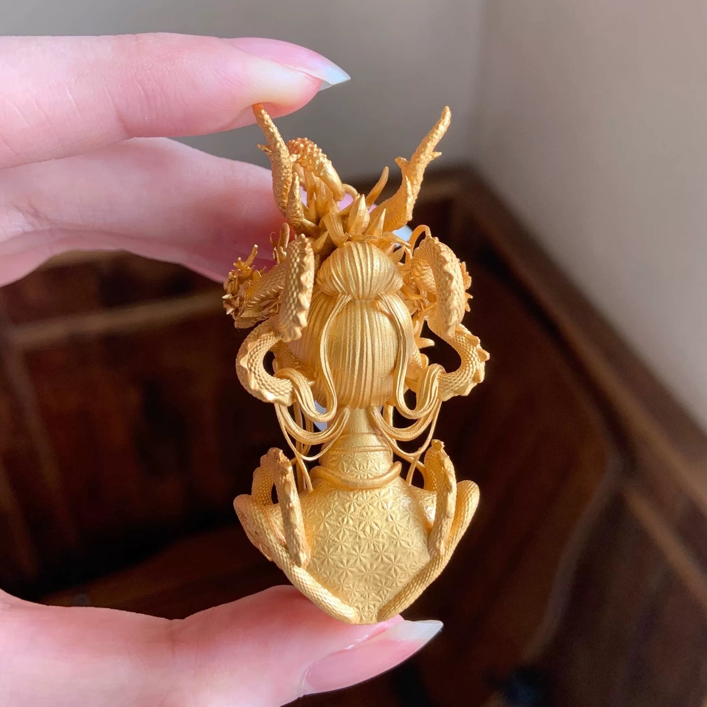 Exquisite 925 Silver Necklace Dragon Maiden Pendant Chinese Style Unisex Chain